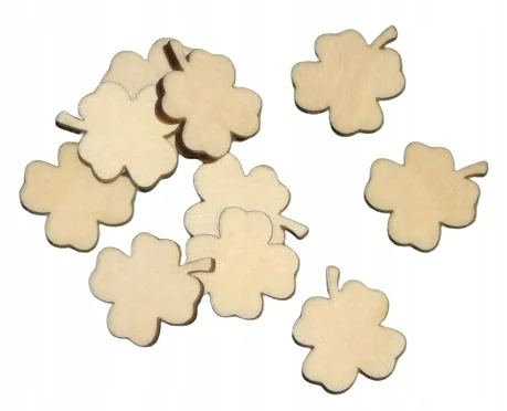Koniczynki scrapki koniczyna drewno 2x2,2cm sklejka 10szt