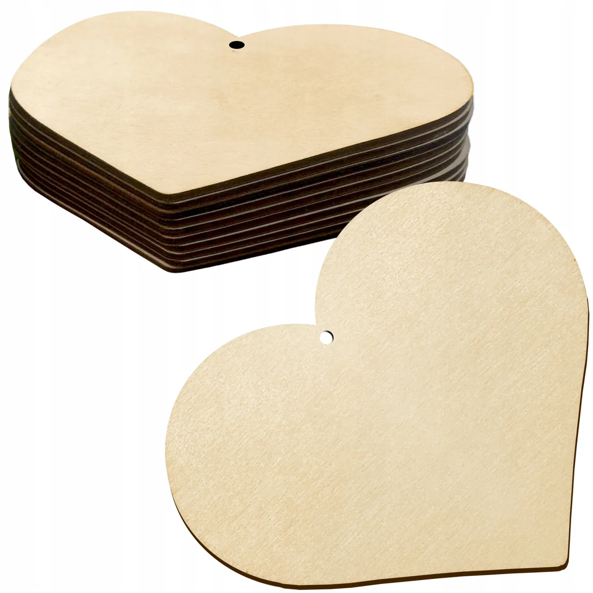 10x SERCE drewniane SERDUSZKA sklejka DIY decoupage zawieszka 10cm - 10szt