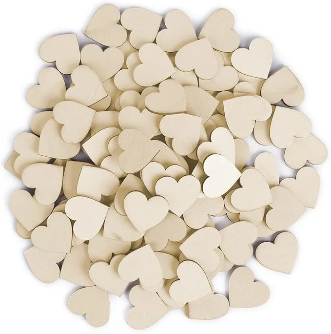 Drewniane Serce Serduszka 1cm x 50szt Ozdoby do Decoupage i Dekoracji