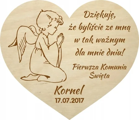 Podziękowanie Komunia Chrzest magnes sklejka grawer
