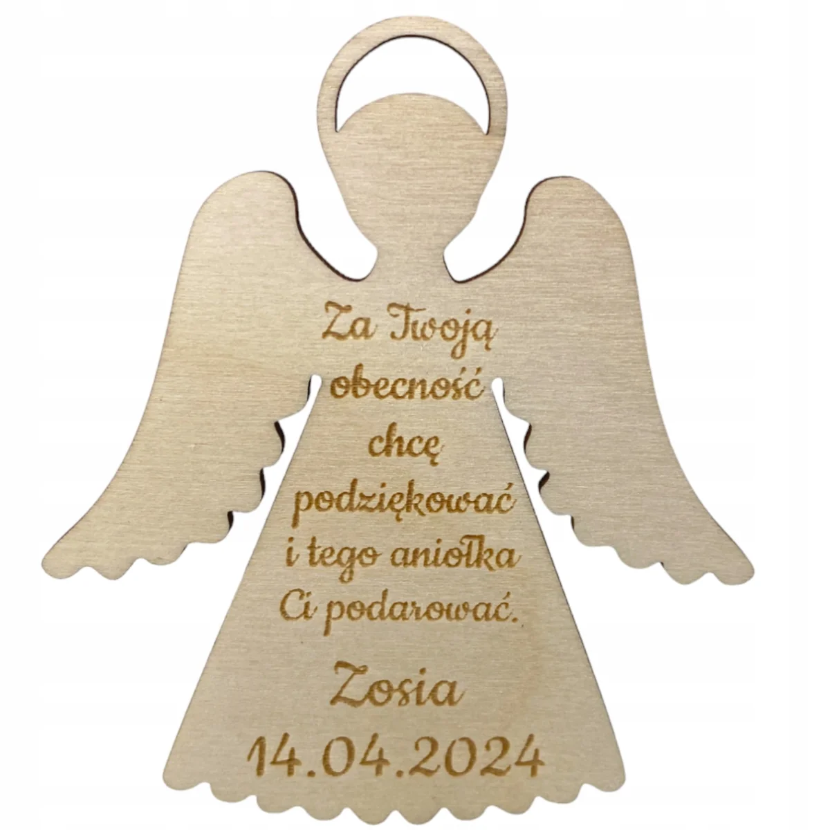 Aniołek KOMUNIA podziękowanie sklejka personalizowany CHRZEST na lodówkę