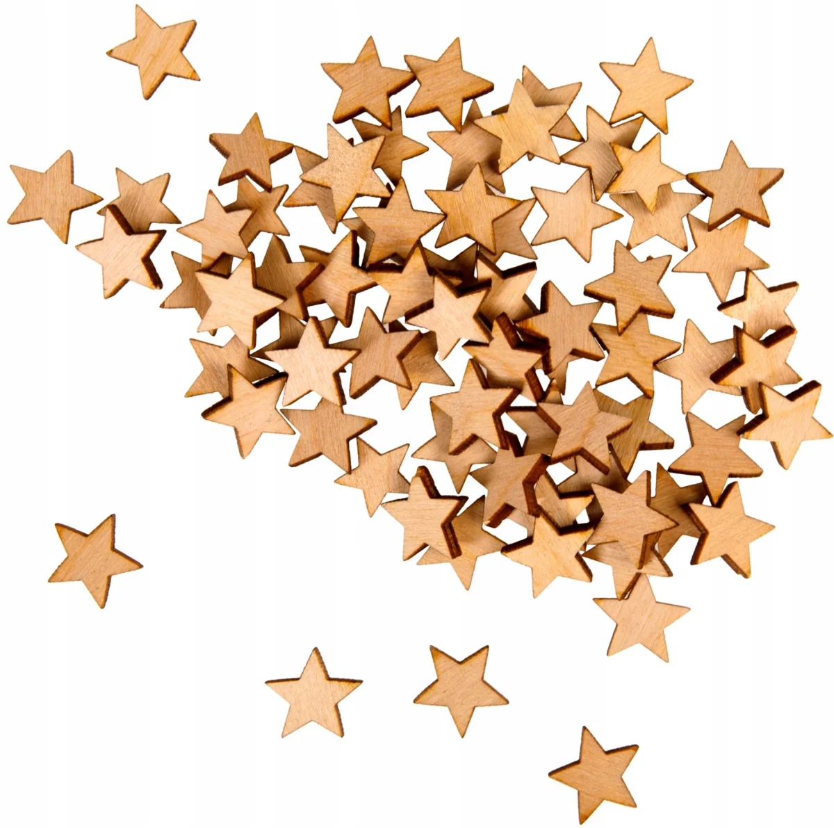 Drewniane Scrapki Gwiazdy Gwiazdki Dekor Ozdoby Świąteczne 4cm 50szt