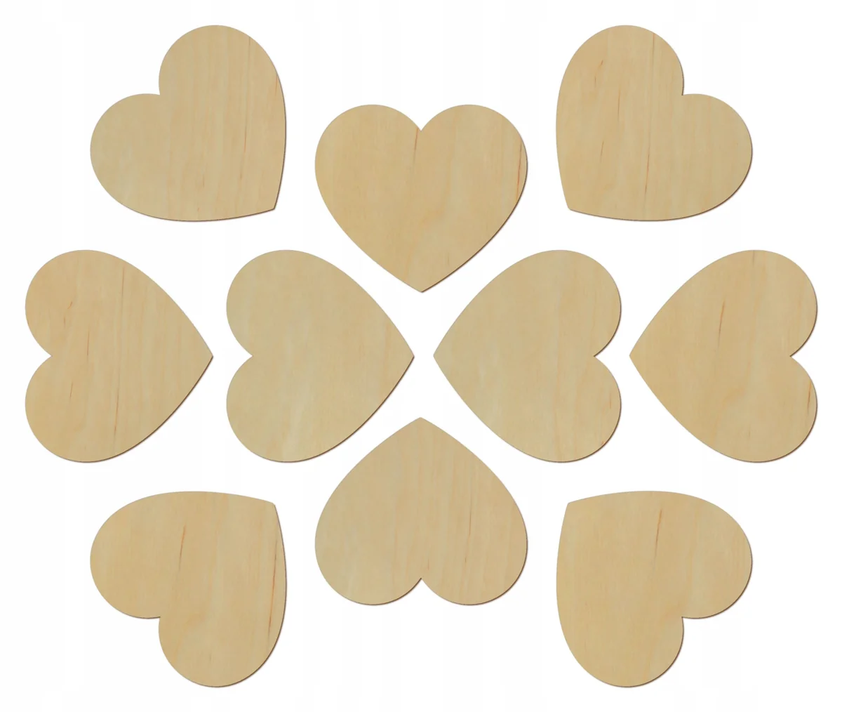 2X Drewniane serce szlifowane serca Wesele 15cm-2szt