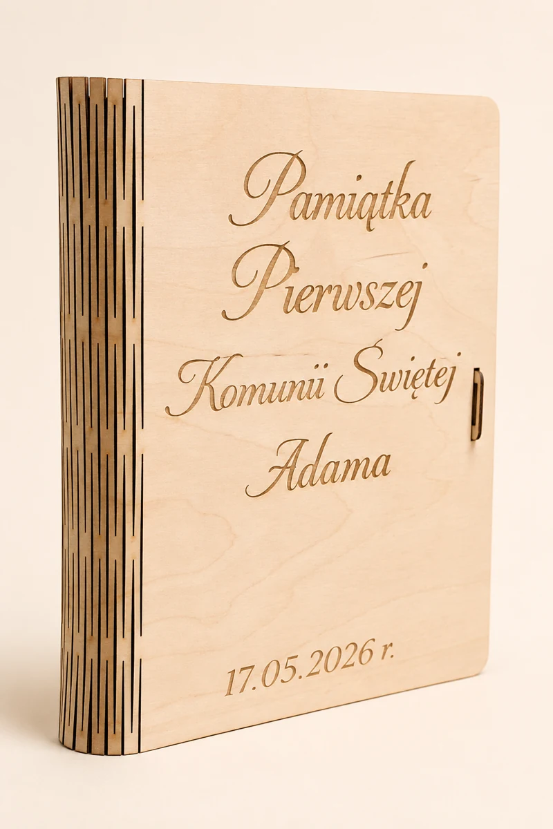 Drewniana pamiątka Pierwszej Komunii Świętej — DRR DAMSON Świat ze Sklejki
