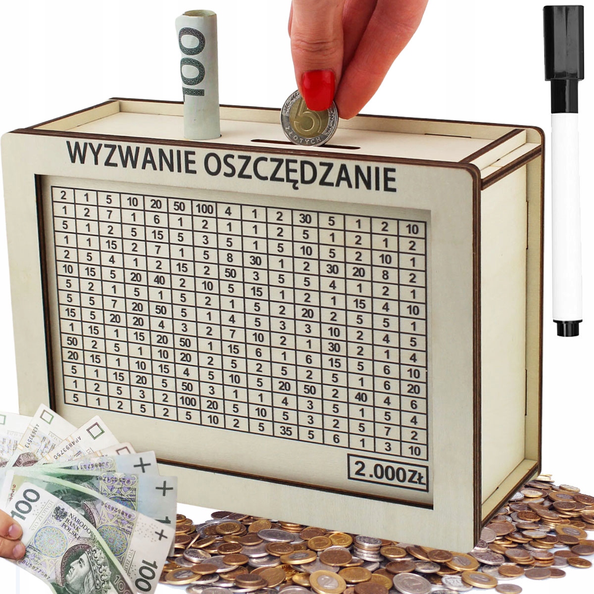 Skarbonka wykreślana Wykreślanka Do Wykreślania personalizowany grawer