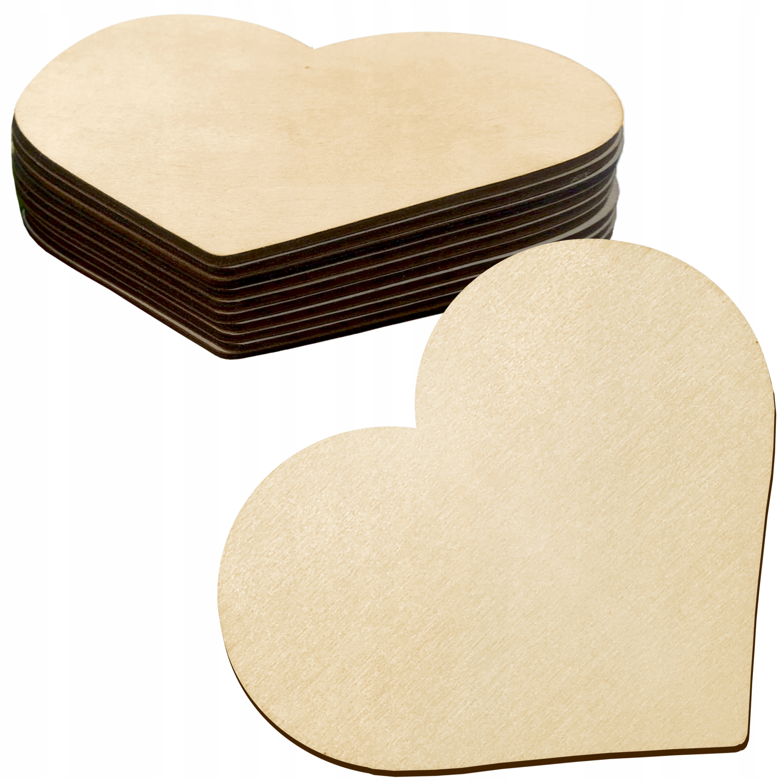 SERCE drewniane SERDUSZKA sklejka DIY podkładka decoupage 10cm - 10szt