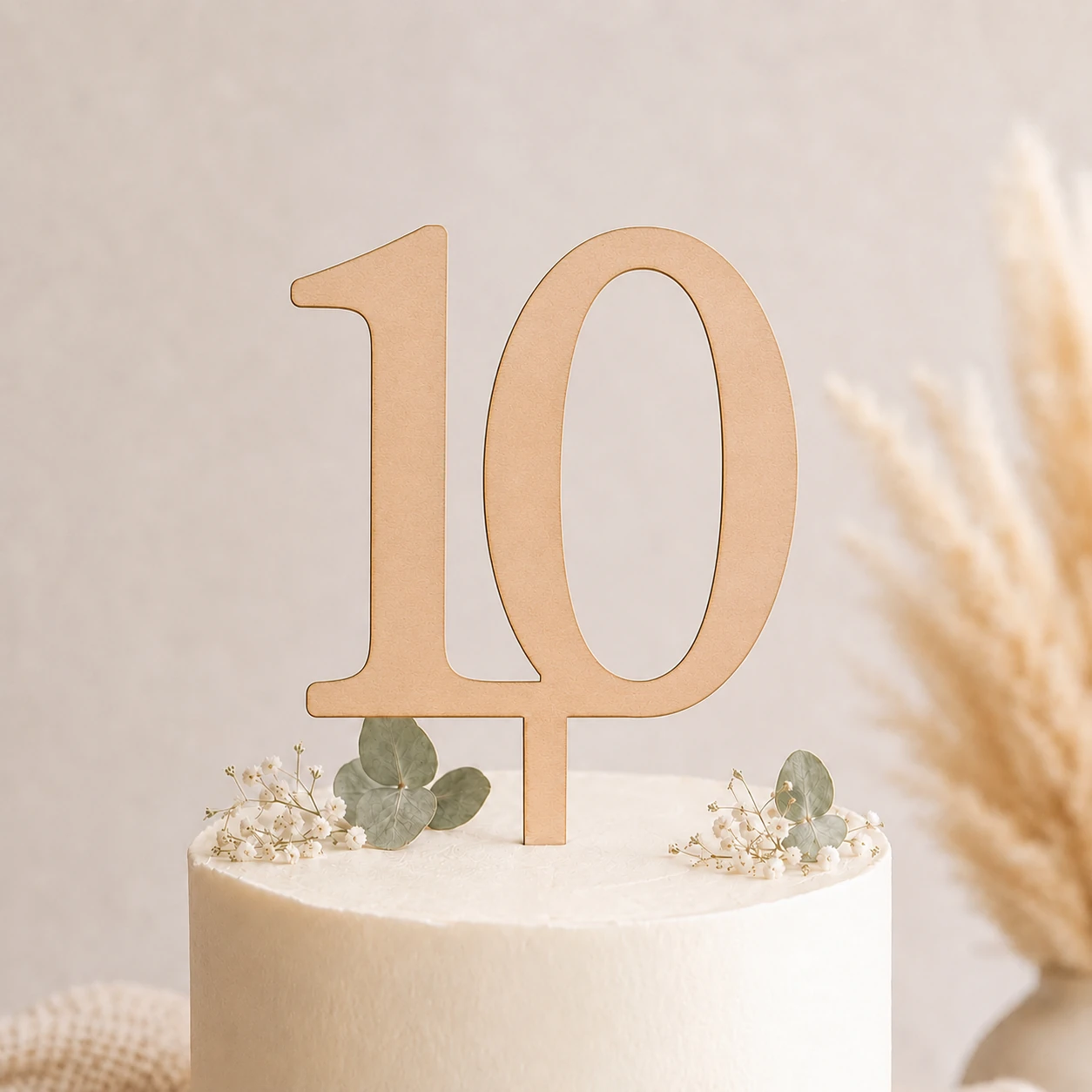 Topper na tort drewniany liczba 10 urodziny jubileusz