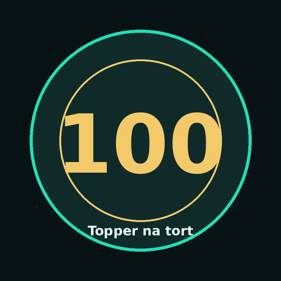 Topper na tort drewniany liczba 100 urodziny jubileusz