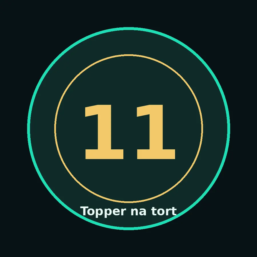 Topper na tort drewniany liczba 11 urodziny jubileusz
