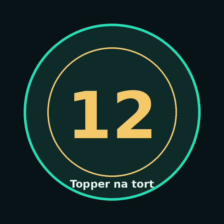 Topper na tort drewniany liczba 12 urodziny jubileusz