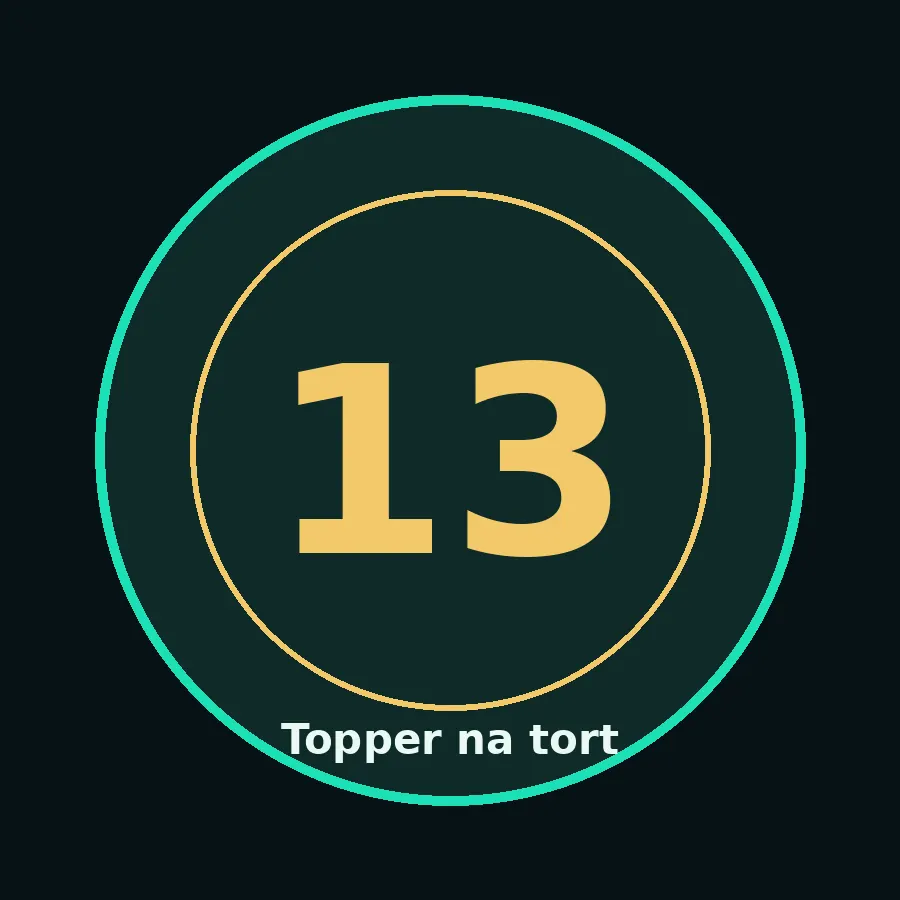 Topper na tort drewniany liczba 13 urodziny jubileusz
