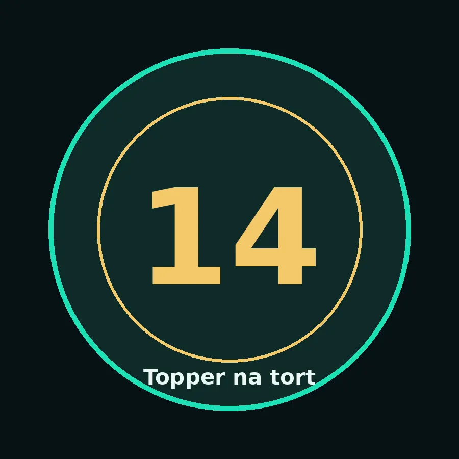 Topper na tort drewniany liczba 14 urodziny jubileusz