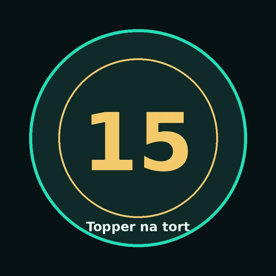 Topper na tort drewniany liczba 15 urodziny jubileusz