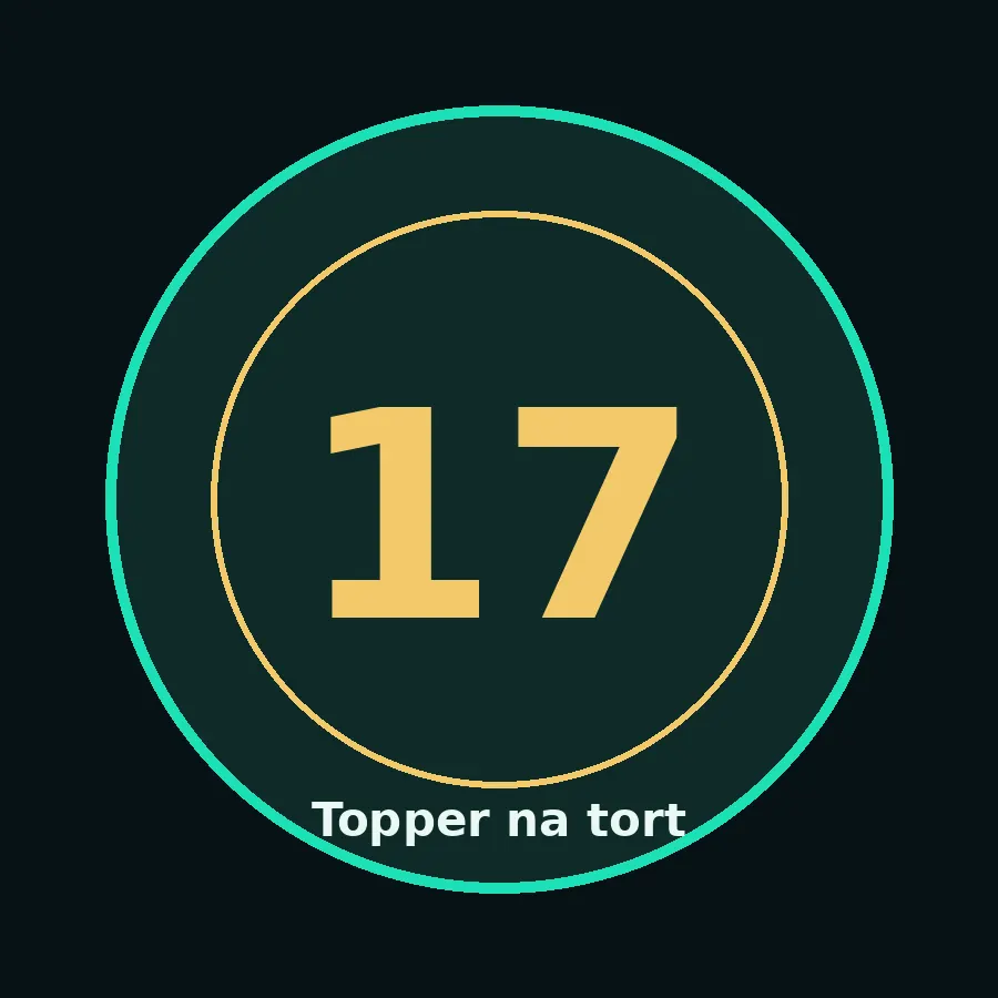 Topper na tort drewniany liczba 17 urodziny jubileusz