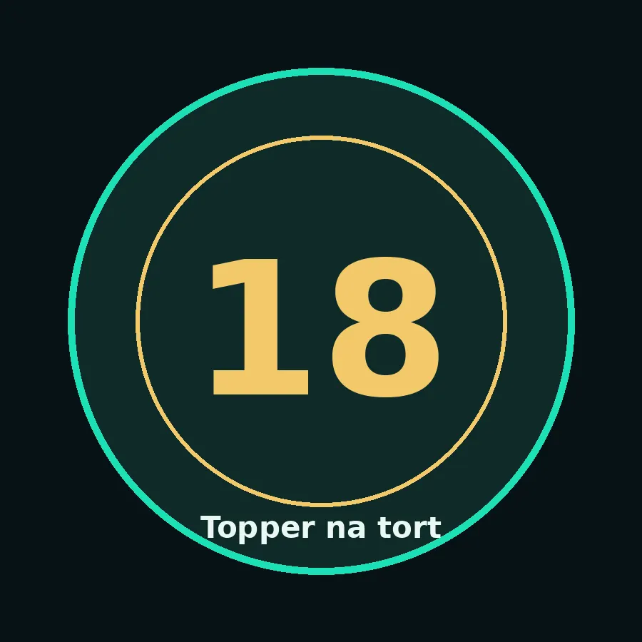 Topper na tort drewniany liczba 18 urodziny jubileusz