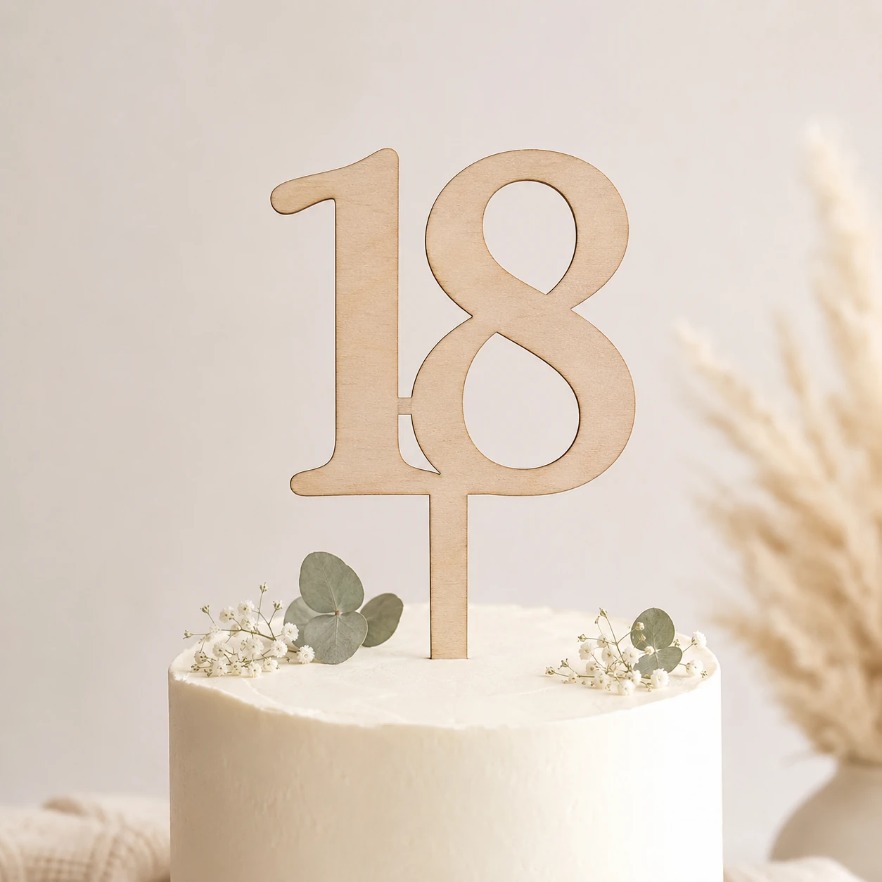 Topper na tort drewniany liczba 18 urodziny jubileusz