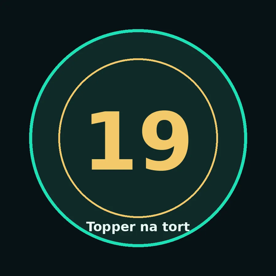 Topper na tort drewniany liczba 19 urodziny jubileusz