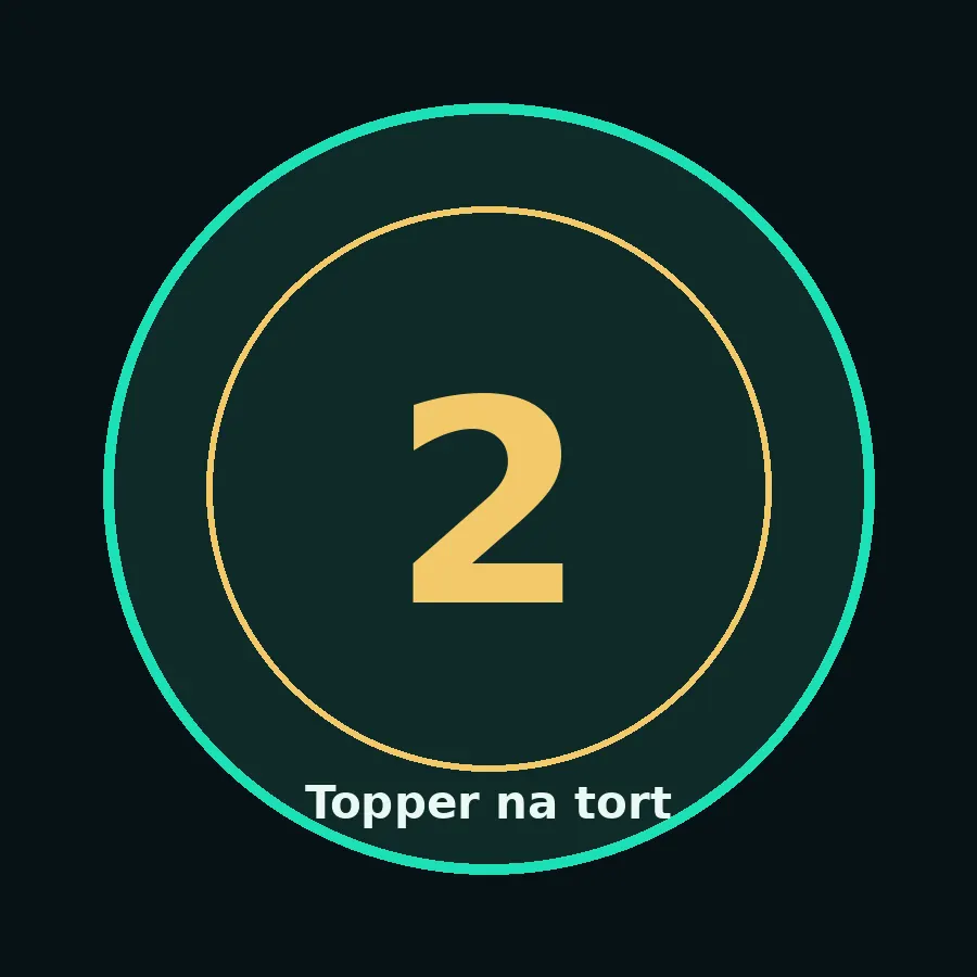 Topper na tort drewniany liczba 2 urodziny jubileusz