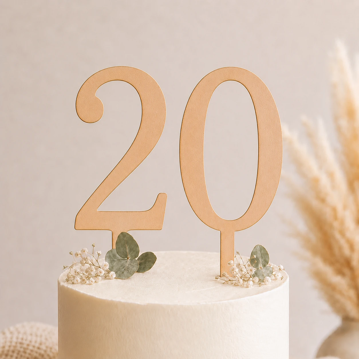 Topper na tort drewniany liczba 20 urodziny jubileusz