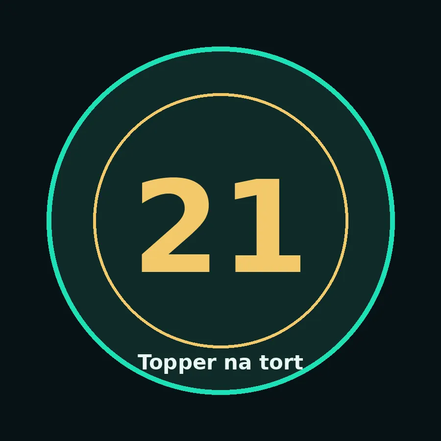 Topper na tort drewniany liczba 21 urodziny jubileusz