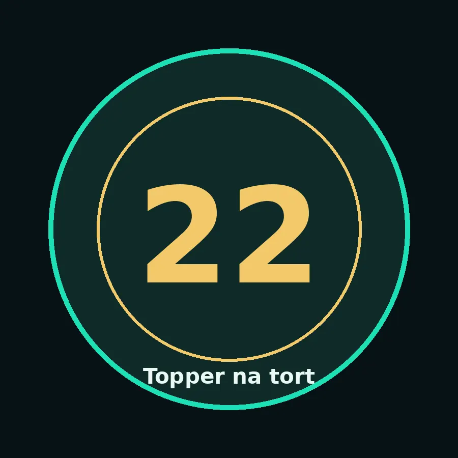 Topper na tort drewniany liczba 22 urodziny jubileusz