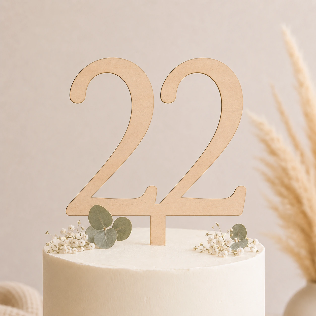 Topper na tort drewniany liczba 22 urodziny jubileusz