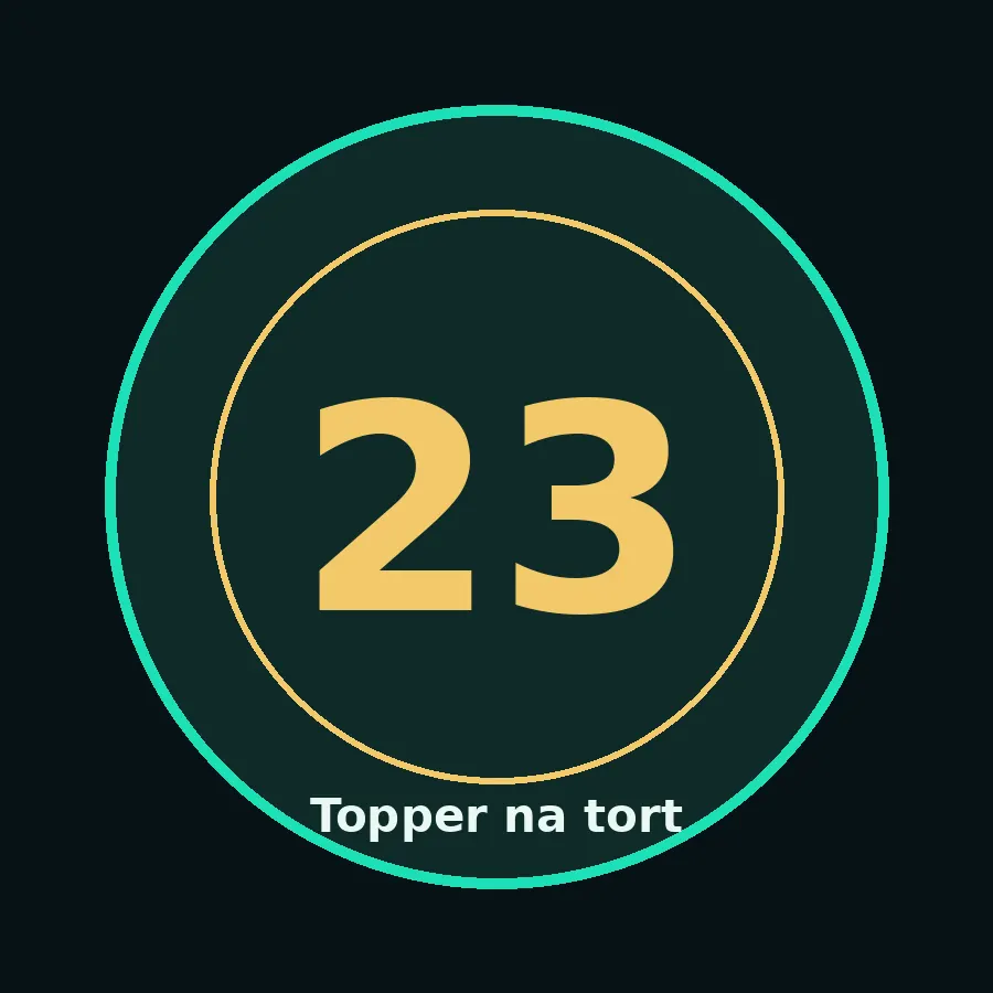 Topper na tort drewniany liczba 23 urodziny jubileusz