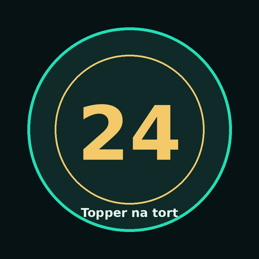 Topper na tort drewniany liczba 24 urodziny jubileusz