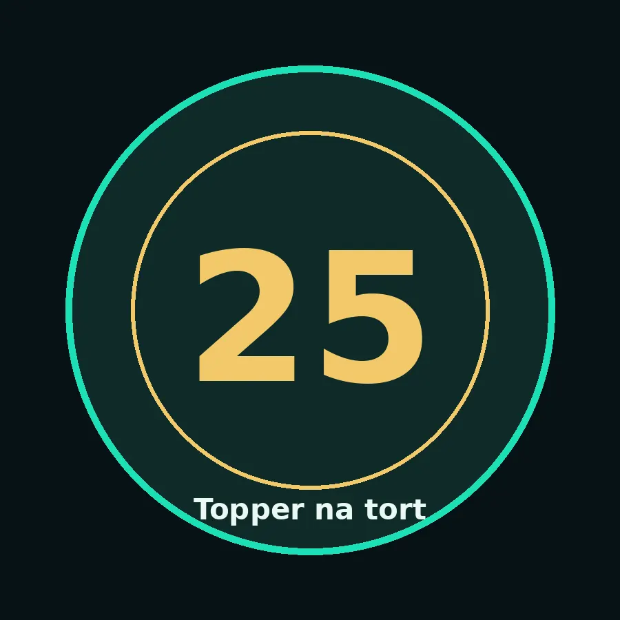 Topper na tort drewniany liczba 25 urodziny jubileusz