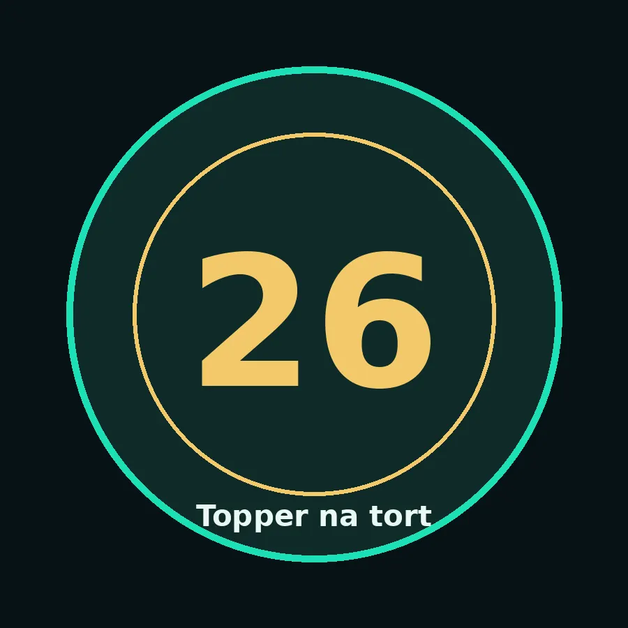 Topper na tort drewniany liczba 26 urodziny jubileusz