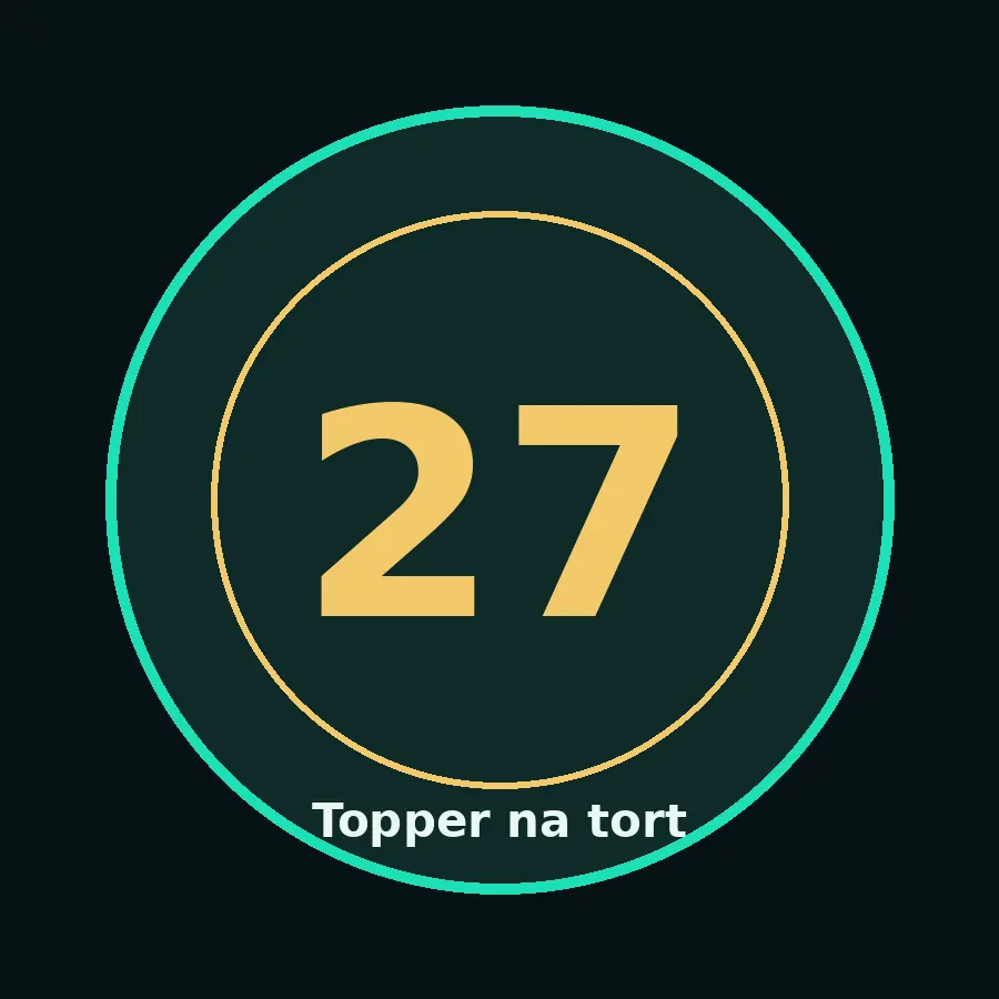 Topper na tort drewniany liczba 27 urodziny jubileusz