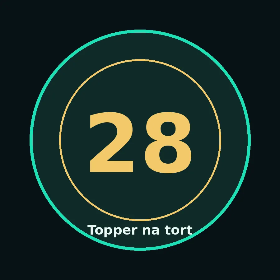 Topper na tort drewniany liczba 28 urodziny jubileusz