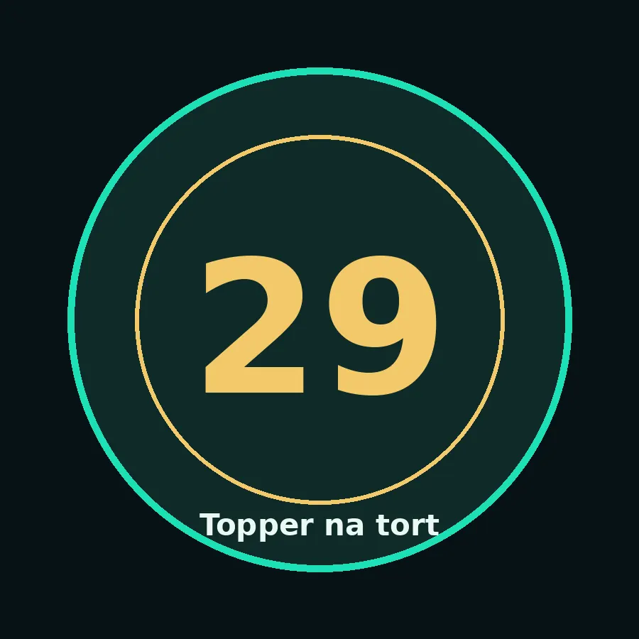 Topper na tort drewniany liczba 29 urodziny jubileusz