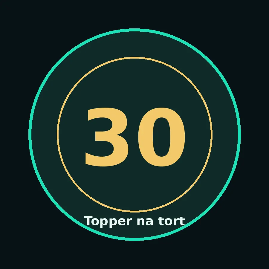 Topper na tort drewniany liczba 30 urodziny jubileusz