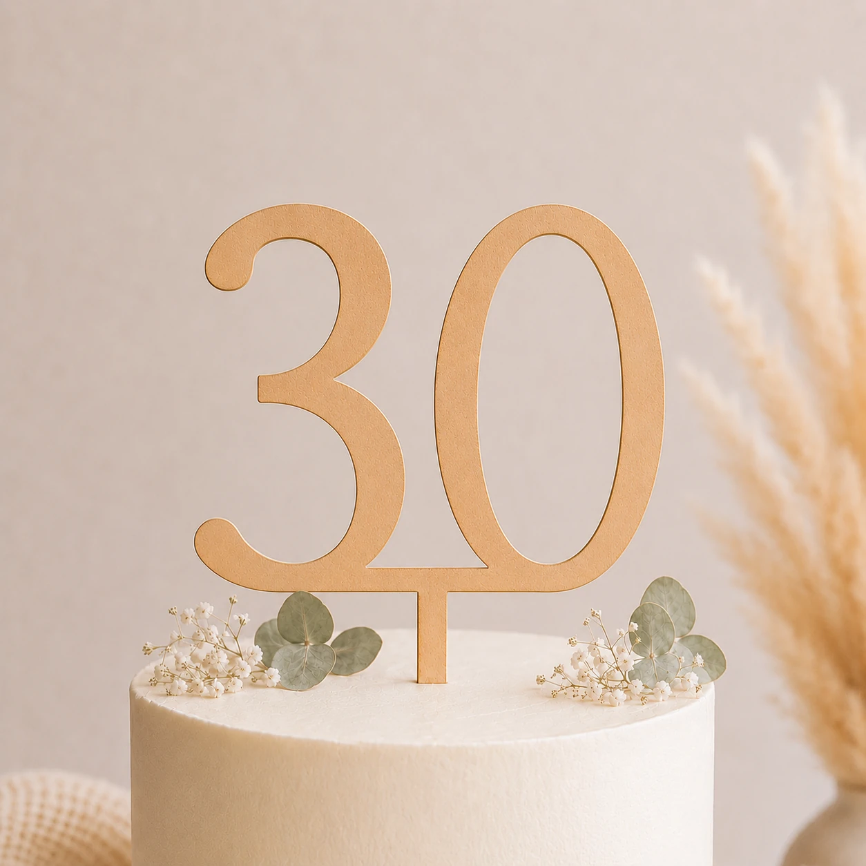 Topper na tort drewniany liczba 30 urodziny jubileusz