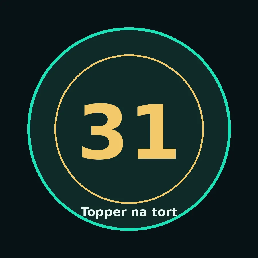 Topper na tort drewniany liczba 31 urodziny jubileusz
