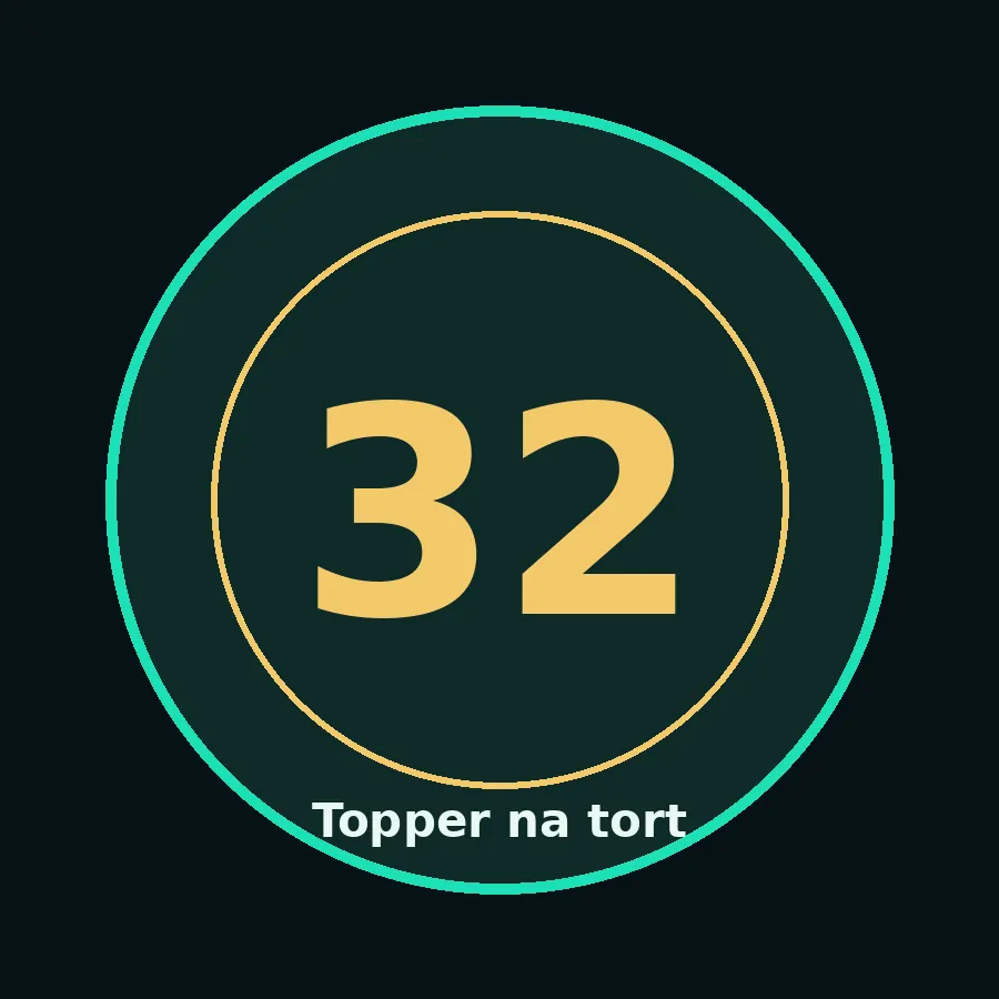 Topper na tort drewniany liczba 32 urodziny jubileusz