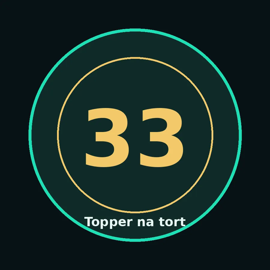 Topper na tort drewniany liczba 33 urodziny jubileusz
