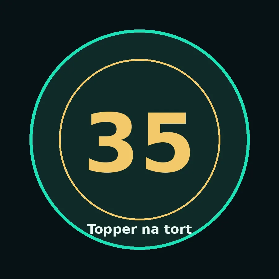 Topper na tort drewniany liczba 35 urodziny jubileusz