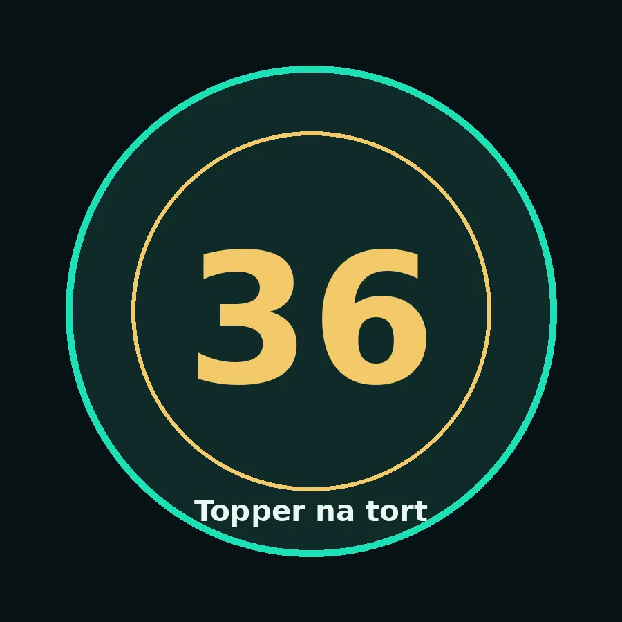 Topper na tort drewniany liczba 36 urodziny jubileusz