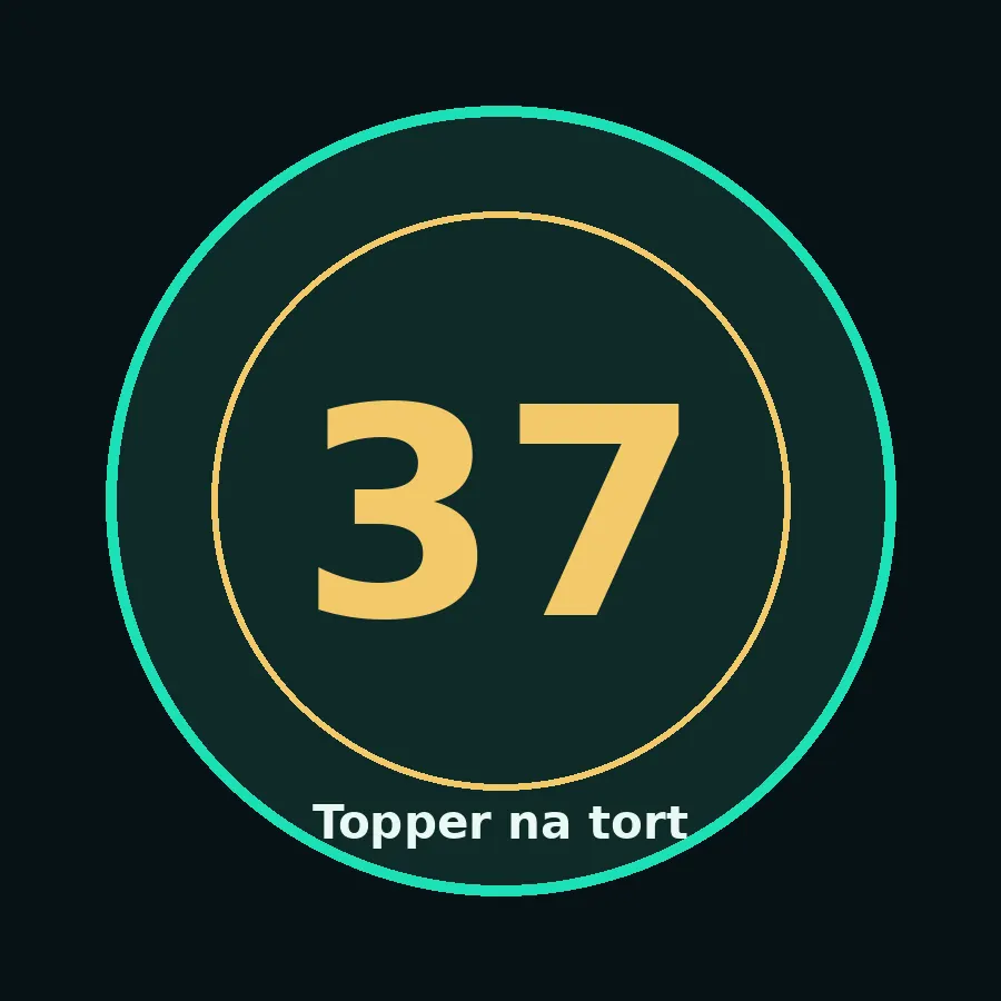 Topper na tort drewniany liczba 37 urodziny jubileusz