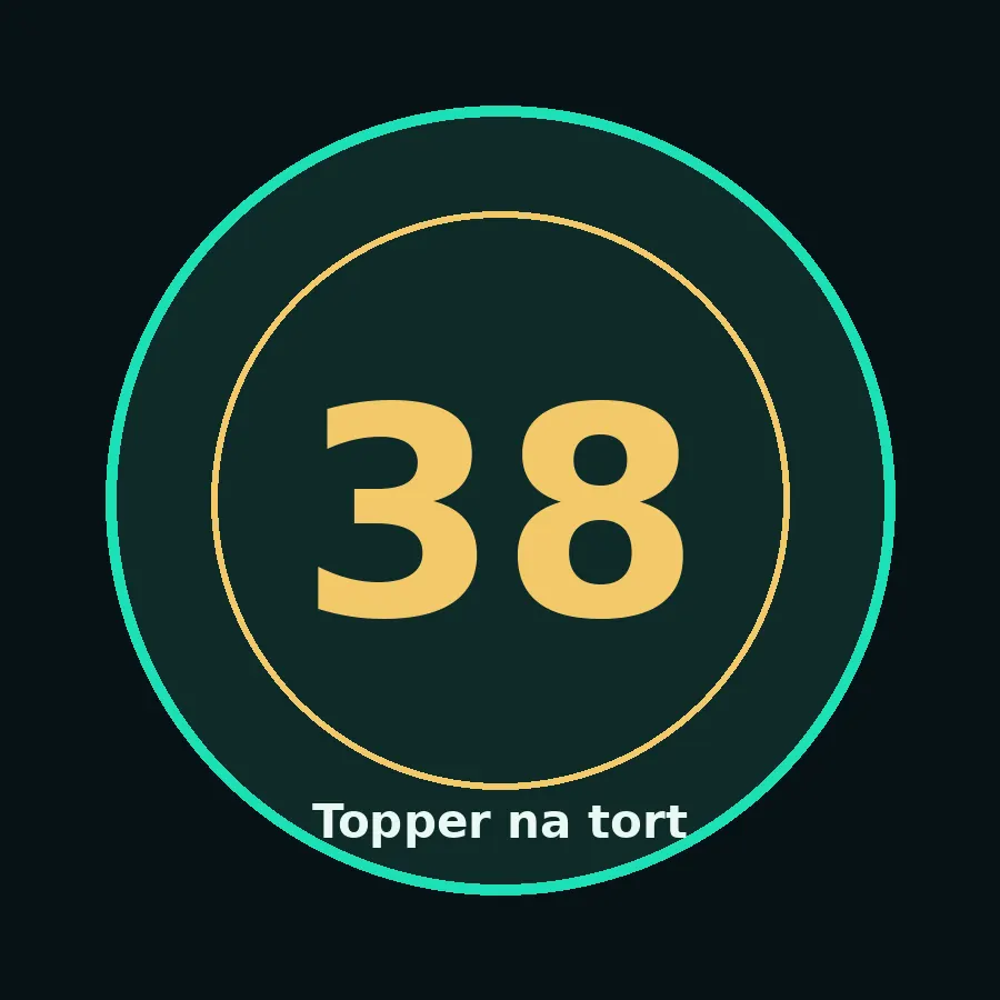 Topper na tort drewniany liczba 38 urodziny jubileusz