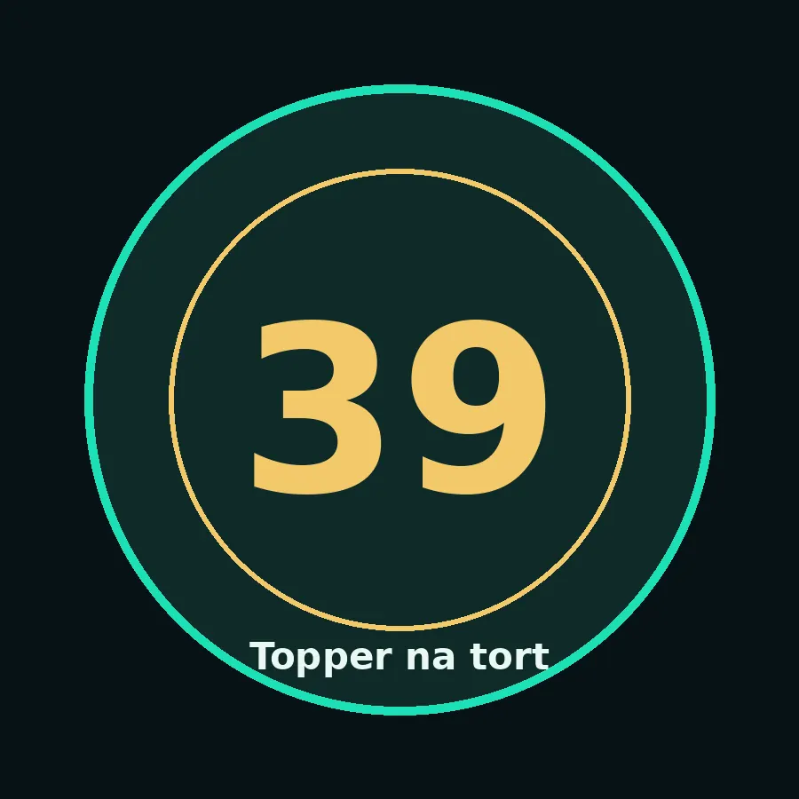 Topper na tort drewniany liczba 39 urodziny jubileusz