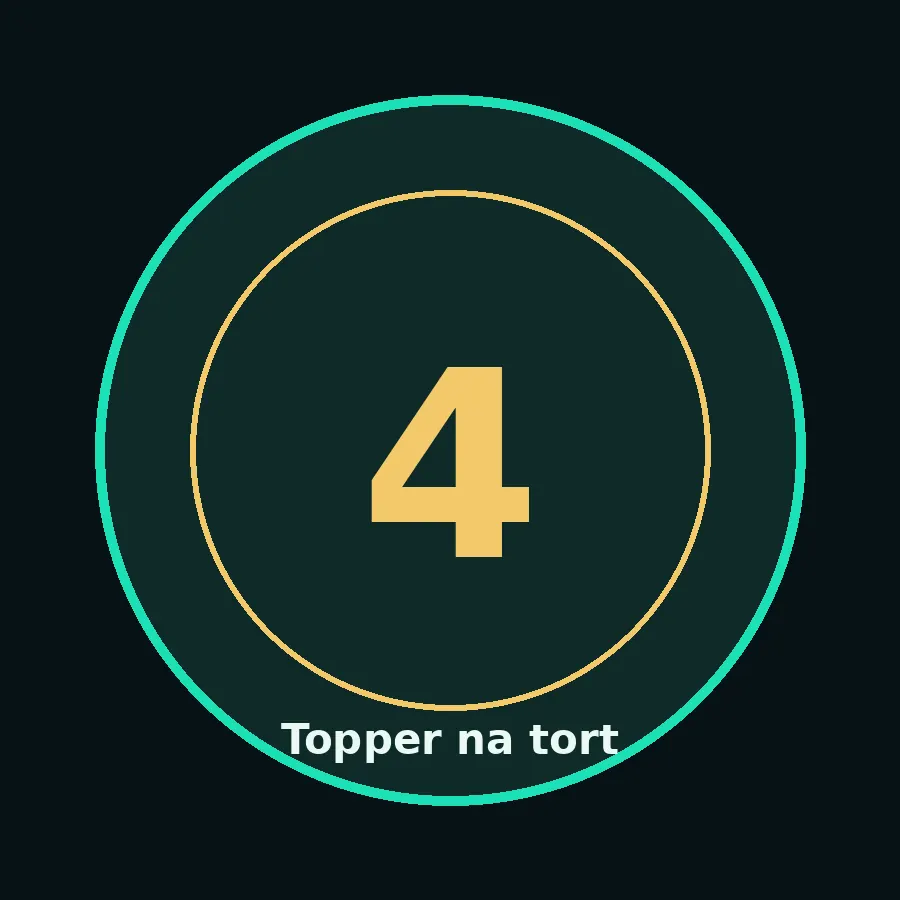 Topper na tort drewniany liczba 4 urodziny jubileusz