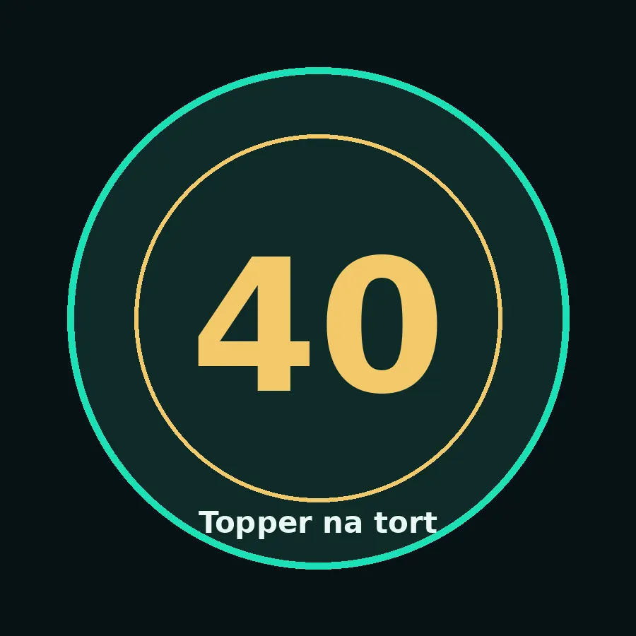 Topper na tort drewniany liczba 40 urodziny jubileusz