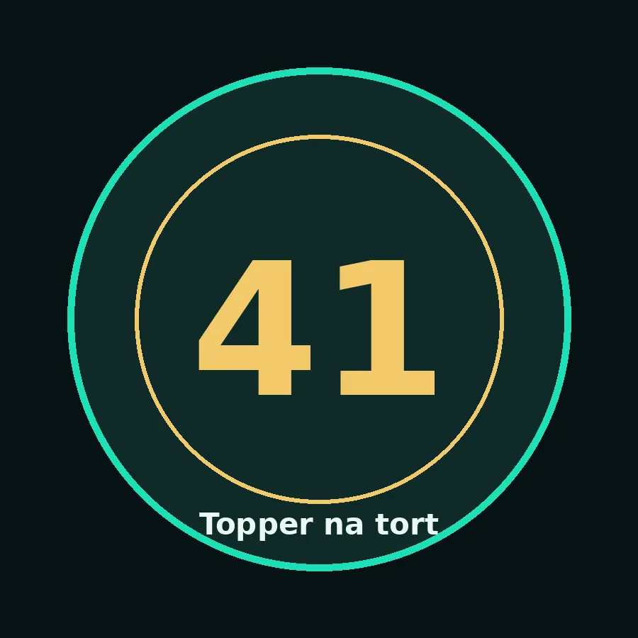 Topper na tort drewniany liczba 41 urodziny jubileusz