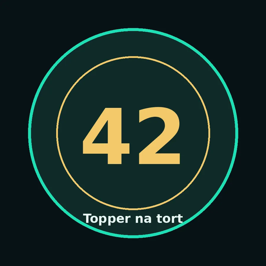 Topper na tort drewniany liczba 42 urodziny jubileusz
