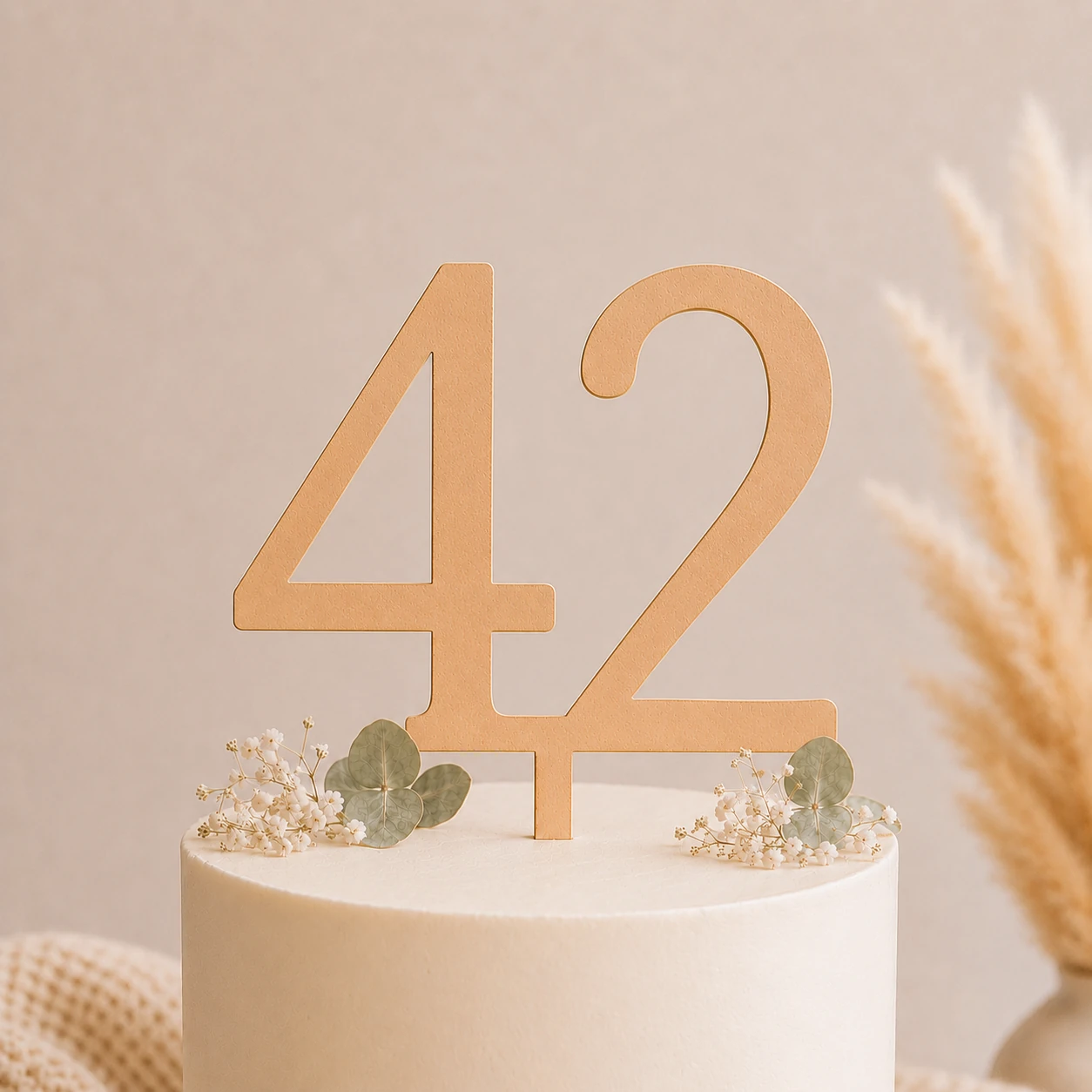Topper na tort drewniany liczba 42 urodziny jubileusz