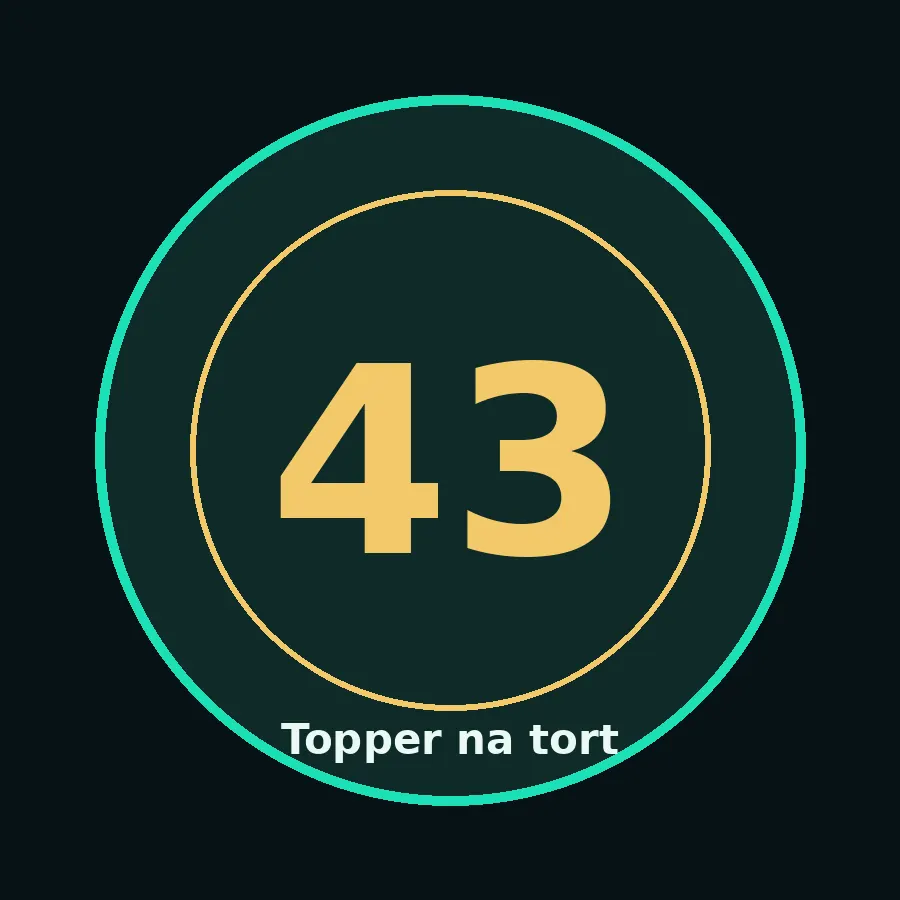 Topper na tort drewniany liczba 43 urodziny jubileusz