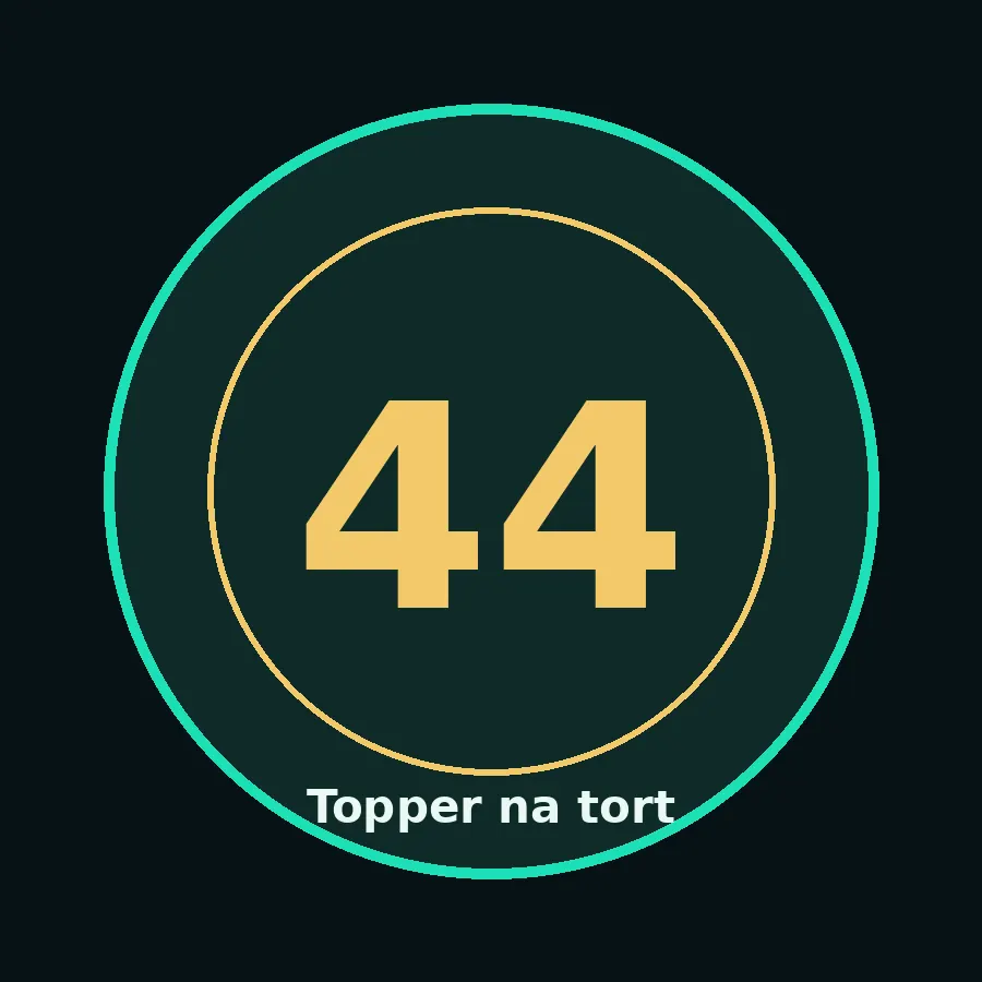 Topper na tort drewniany liczba 44 urodziny jubileusz